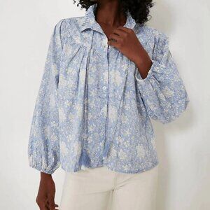 Marea Georgia Top 100% Cotton Blue Floral Women's XS